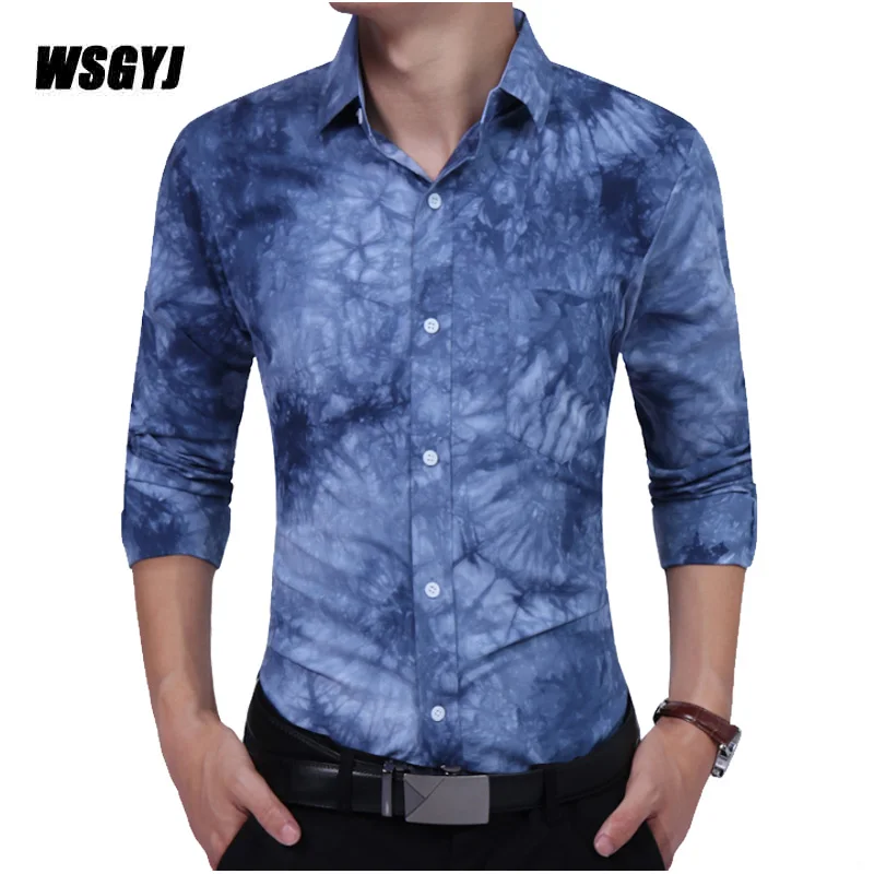 Мужская рубашка бренд 2017 мужская с длинным рукавом Повседневная принтом в виде