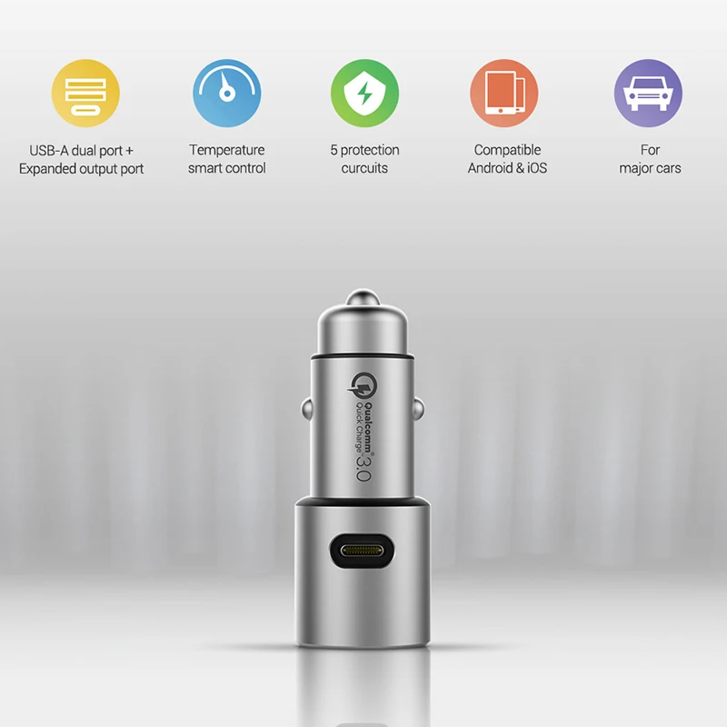 Оригинальное автомобильное зарядное устройство Xiao mi USB, быстрая зарядка, двойной USB Qualcomm, быстрая зарядка 3,0, коэффициент конверсии для Xiao mi A2 Lite mi 8 Note 5