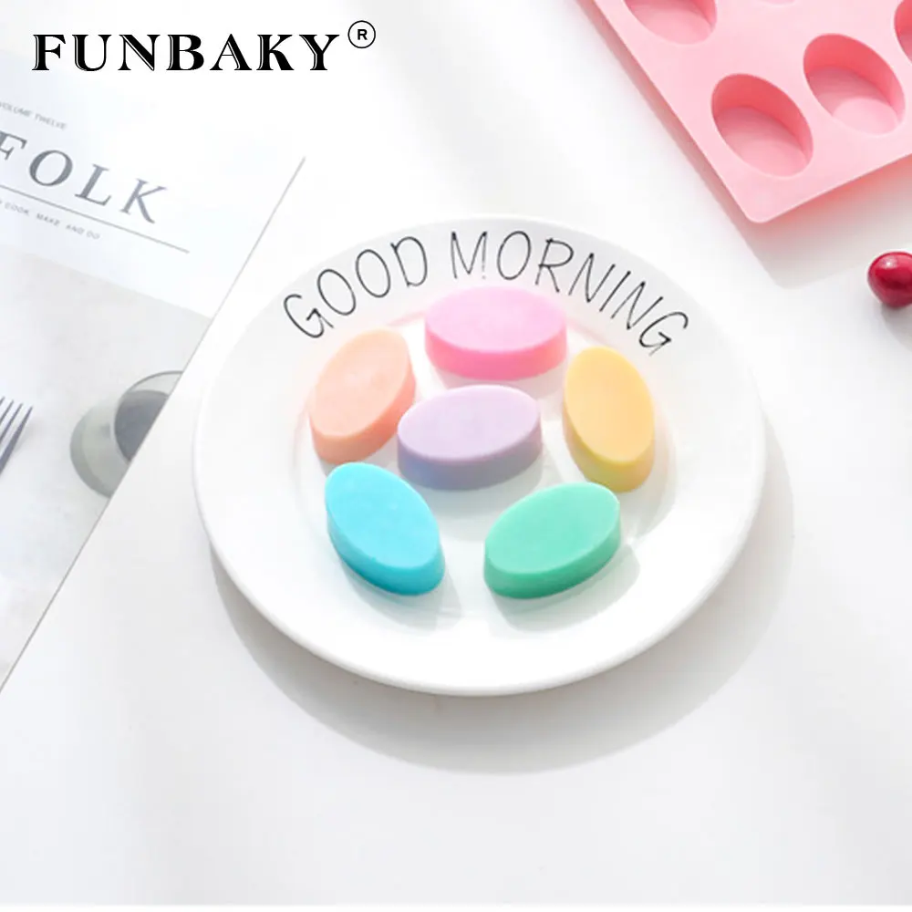 FUNBAKY 9 полости 3D овальной формы силиконовая форма для мыла самостоятельного