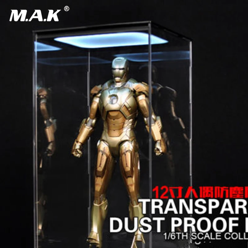 1/6 весы DIY аксессуары для фигурок прозрачная Пыленепроницаемая коробка и чехол для дисплея с светильник 1" фигурка