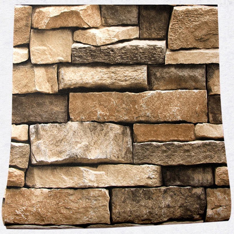

Vintage 3D Embossed Brick Wallpaper Living Room Bar Cafe Restaurant Wall Paper For Walls PVC Waterproof Brick Stone Wallpaper 3D