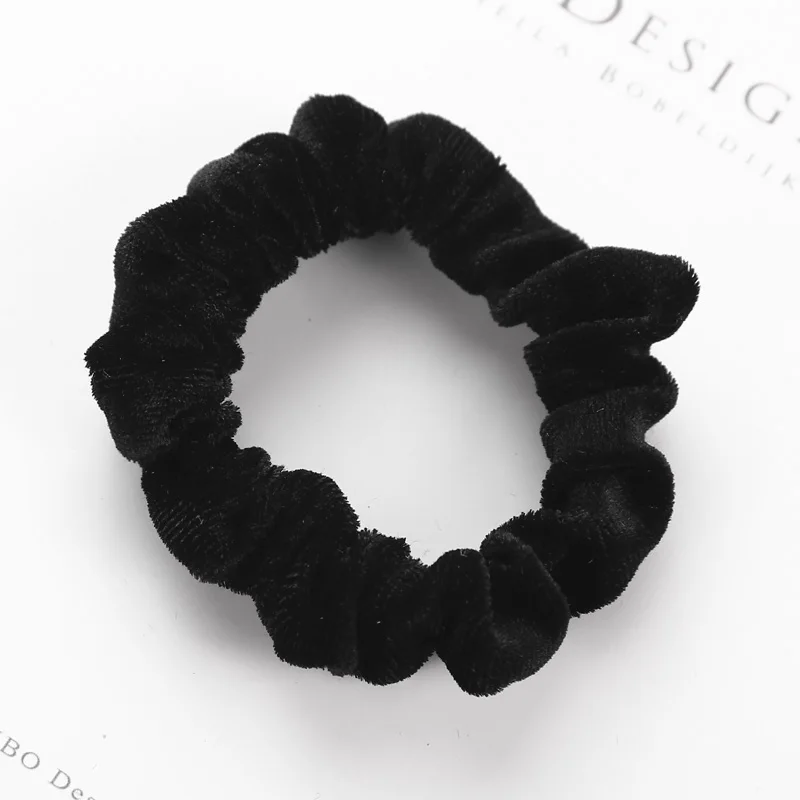 10pcs Black 10 шт./лот, модные женские однотонные мягкие эластичные резинки для волос из кораллового флиса, ободки с конским хвостом, бархатные резинки для волос, аксессуары для волос - Цвет: 10pcs Black