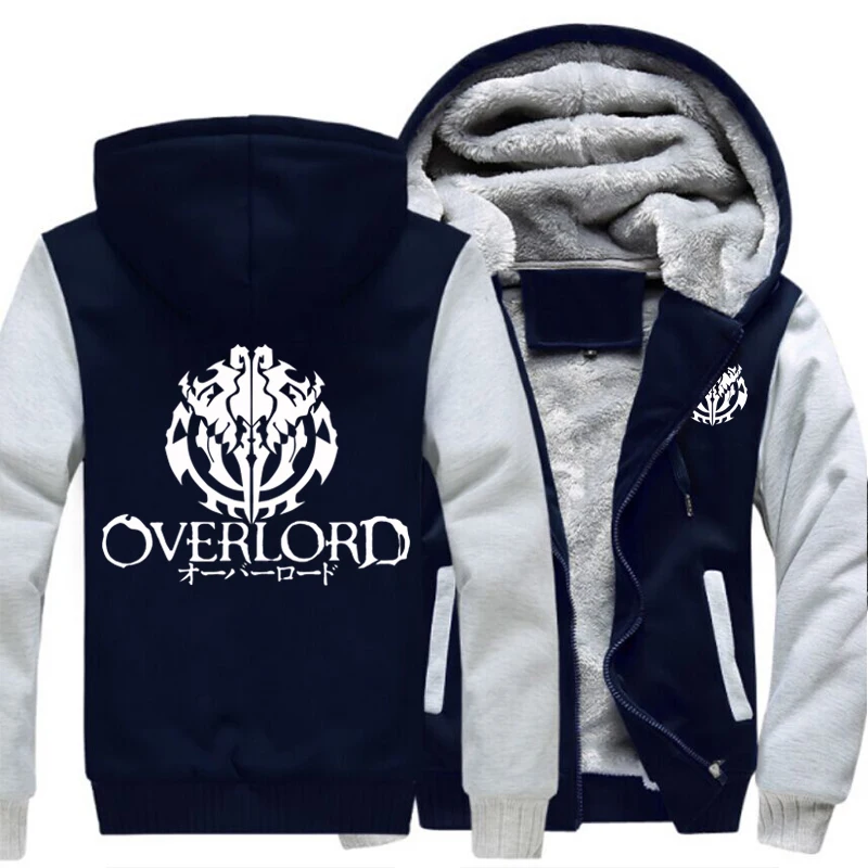 Japanese Anime Overlord Printing Men Zipper Hoodie Oversized Fleece Thicken Jacket Sweatshirt Coat Cosplay Costume Drop Ship | Мужская