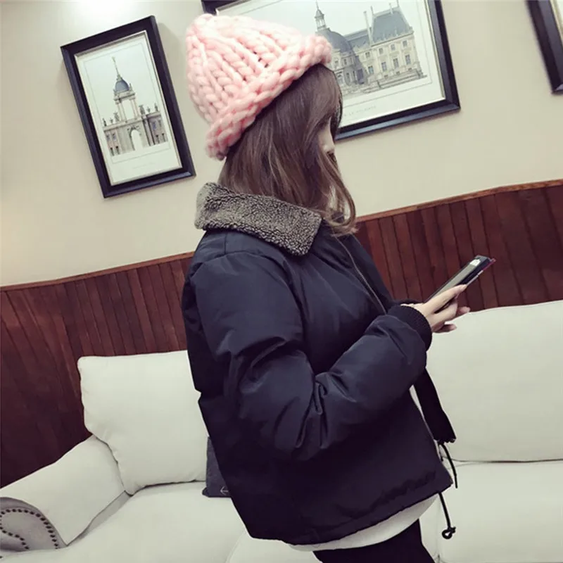 Женская верхняя одежда осень зима пальто корейский стиль ягненок воротник вниз