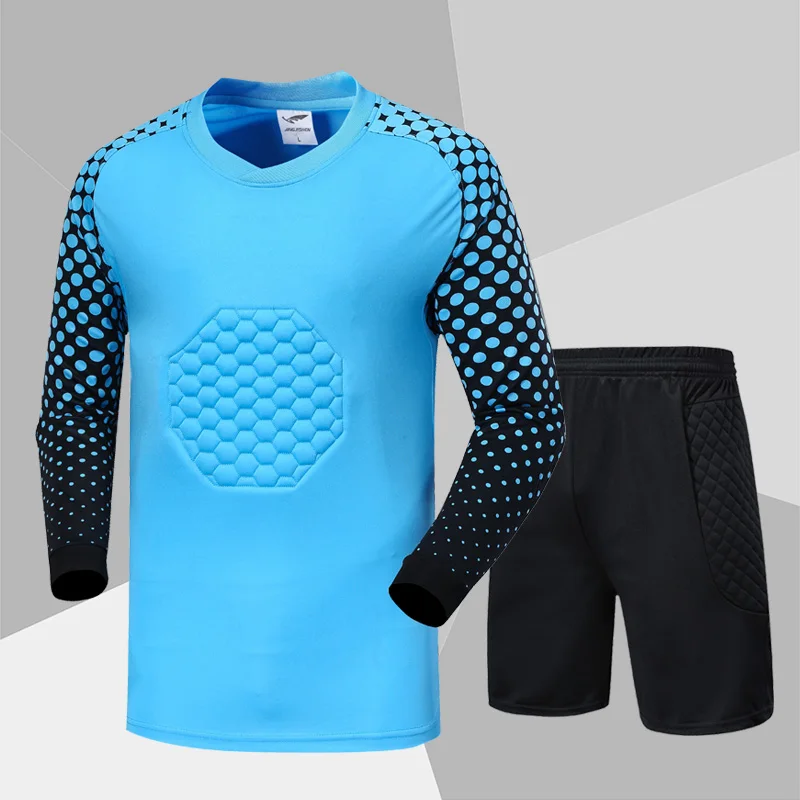 

Kids Adult DIY Soccer Goalkeeper Set Survetement Football Jersey Suit Sponge Protector Men Football Goalkeeper Training Uniforms