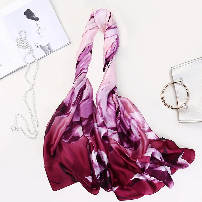 2018 новые шелковые шарфы с принтом пляжный солнцезащитный шарф Дамский