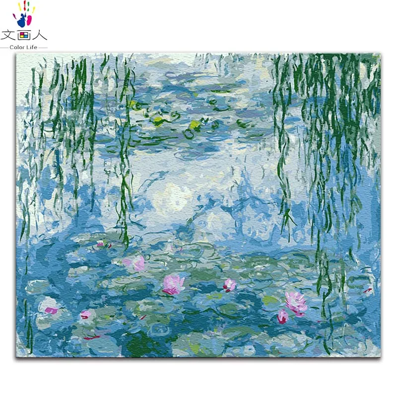 2116 water lily 2 ВОДНЫЕ ЛИЛИИ рисунки, картины по номерам Клода монета цифровая краска нарисованные красками живопись по номерам с комплектами пакет - Цвет: 2116 water lily 2