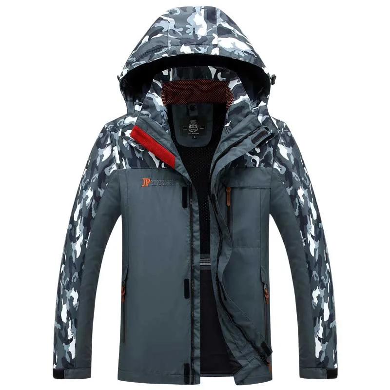 

Windbreaker Autumn Spring Fashion Jacket Men Hooded Jacket Military Camouflage Stripe Windproof Coat Male Clothing Plus SIze 4XL