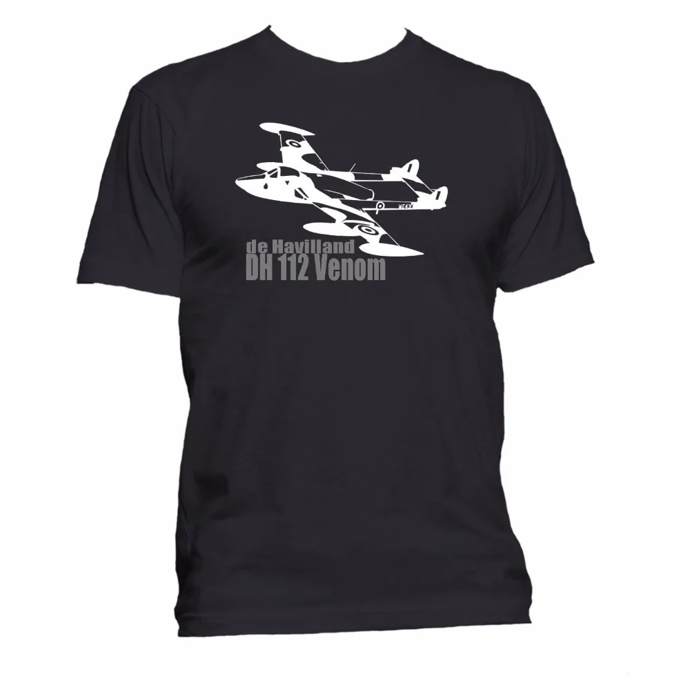 2019 Новый буквенный принт короткий рукав с круглым вырезом футболки s de Havilland Venom самолетов высокое качество