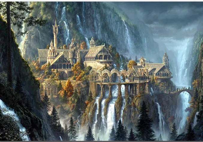 5d eigen foto custom diamond painting movies Fantasy Castle Landscape christmas embroidery diy cross stitch xmas decor hot 925 | Дом и сад