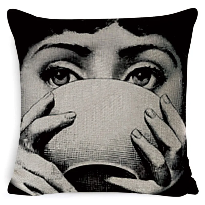 Fornasetti женский чехол для подушки для лица Европейский Винтажный Стильный чехол для подушки диван автомобильное домашнее сиденье Decora льняная бежевая наволочка 45*45 см