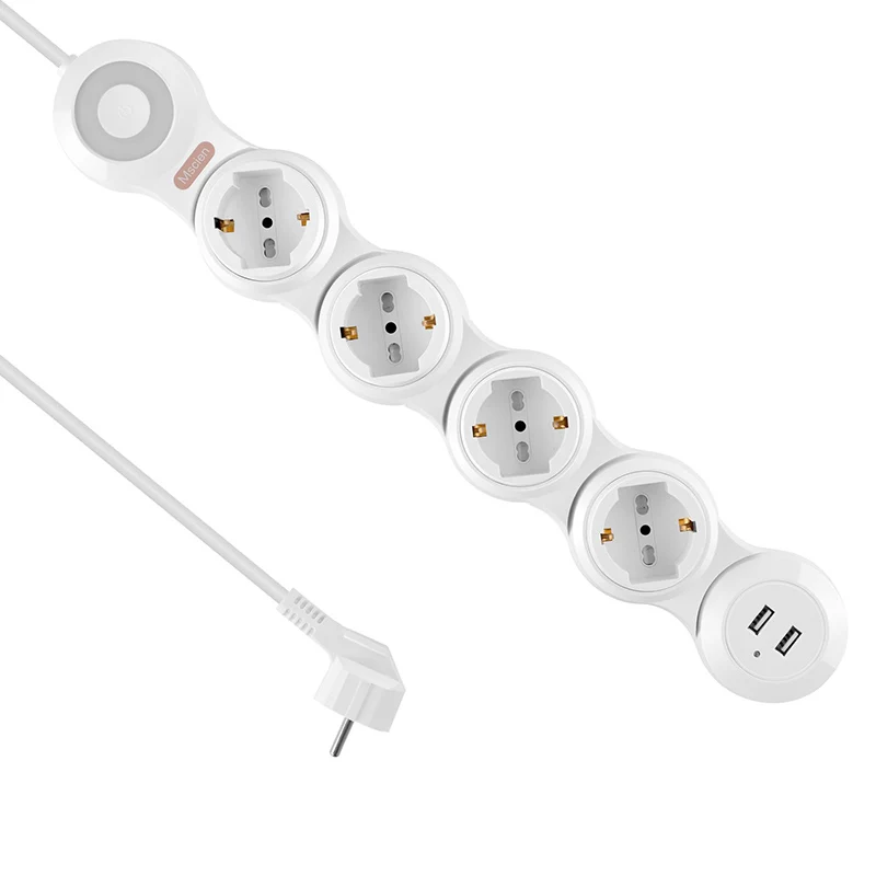 Удлинительные розетки многоразовые 2500 Вт 10А с 4 выключателями 2 USB порта питания