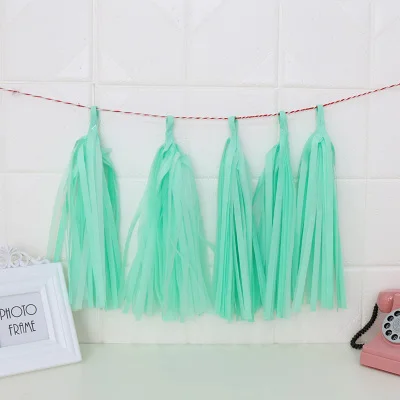 mint green 25 цветов 5 шт./пакет 14 дюймов ткани Бумага/Фольга Кисточкой Набор «сделай сам» гирлянда шары с лентами детского дня рождения вечеринка на день рождения Свадебные украшения - Цвет: mint green