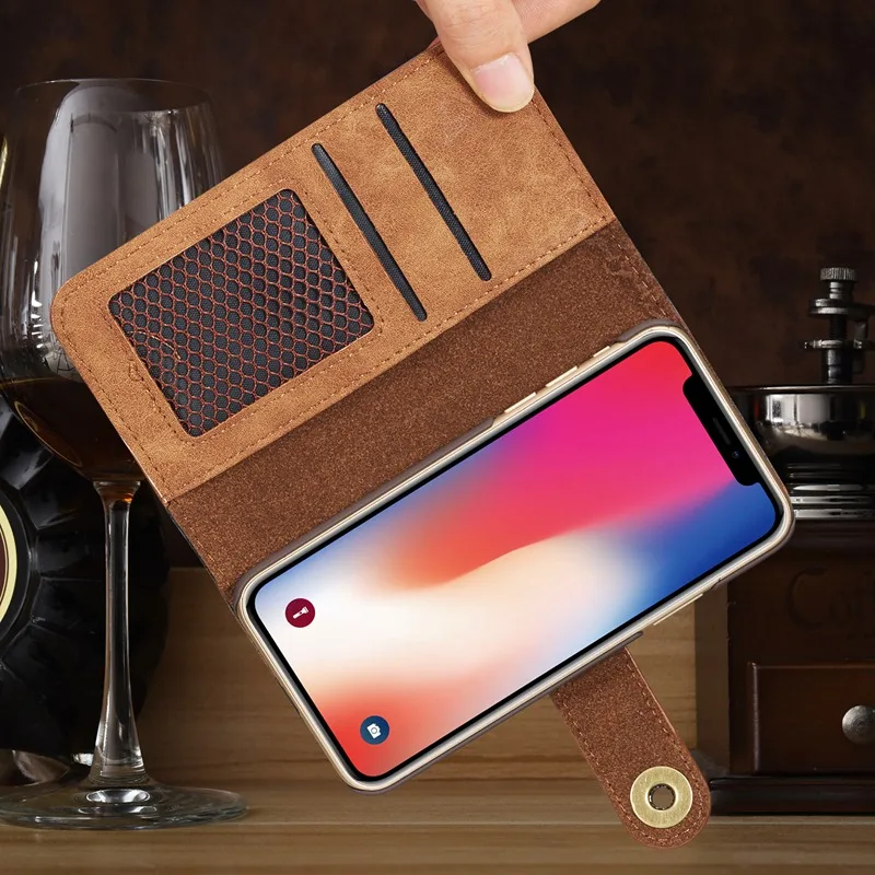 Кожаный флип-чехол для iPhone X 5 6 6s 7 8 Plus чехол телефона XS Max XR флип-кейс кошелек
