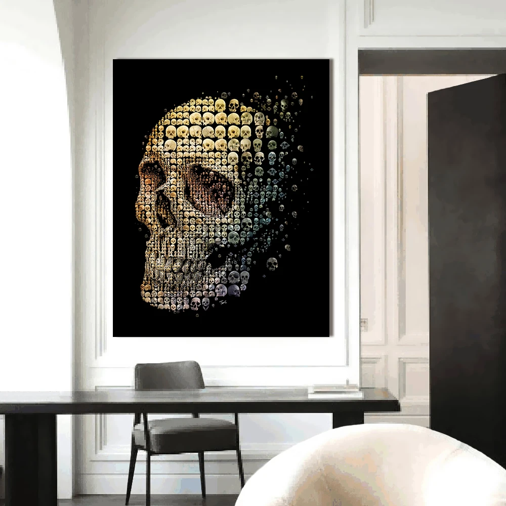 

Embelish Free Shipping HD Print On Canvas Oil Paintings Modern Home Decor Cool Skull Pictures For Living Room Wall Art Posters