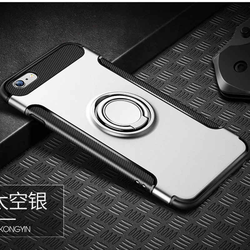 Модный чехол из ТПУ с металлическим магнитом для iPhone 7, чехол для iPhone 5, 5S, 6s, 8 Plus, X, SE, чехол с кольцом на палец, чехол - Цвет: silver