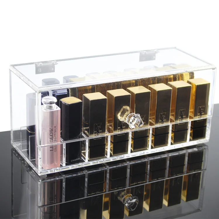 24pcs Grid Desk Top Cosmetics Storage Box Holder Lipstick Container Makeup Organizer with Cover Nail Display Rack Thicken | Дом и сад