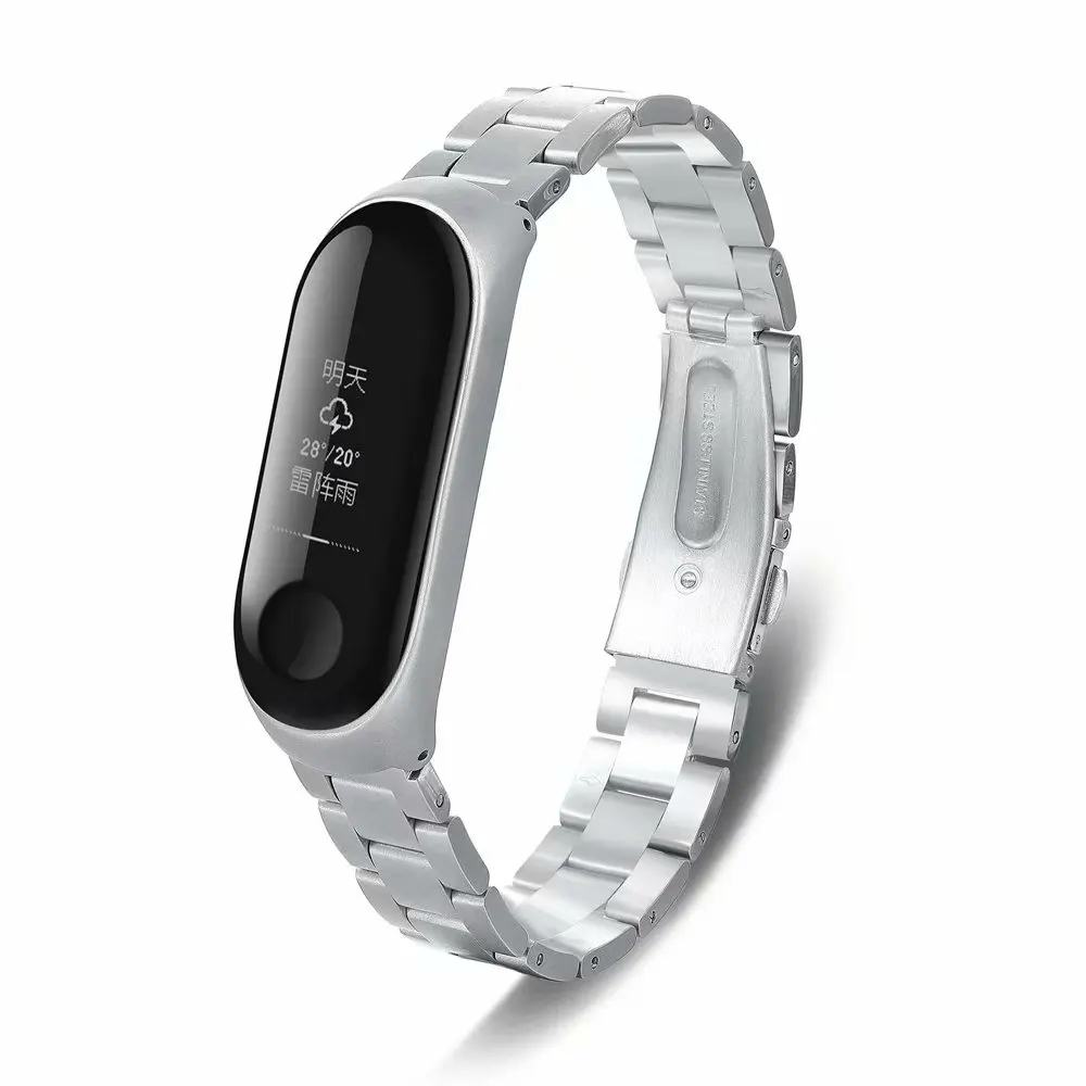 Сменный Браслет AKBNSTED из нержавеющей стали для часов Xiaomi Mi band 3 ремешок наручных