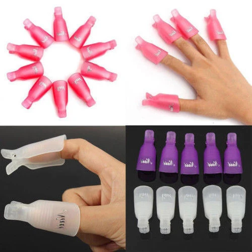 

New Hot 10Pcs Plastic Acrylic Nail Art Soak Off Clip Cap UV Gel Polish Remover Tool 8WX9