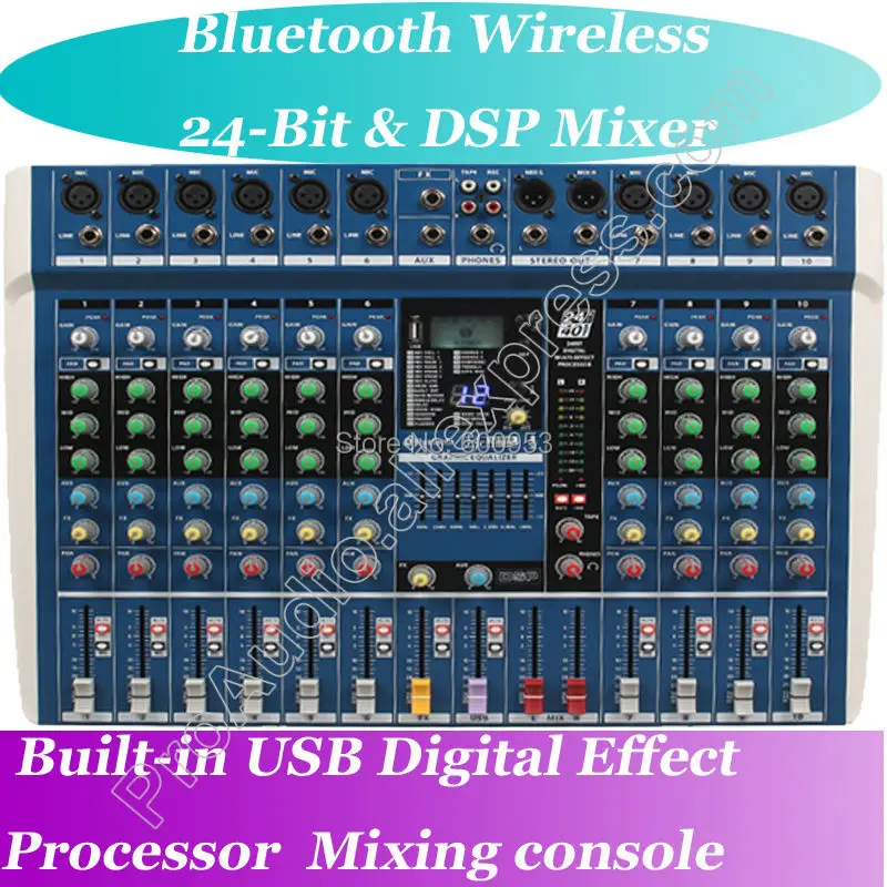 MICWL 10 канальный беспроводной Bluetooth USB 24 бит DSP 48 В фантомный мощный микрофон