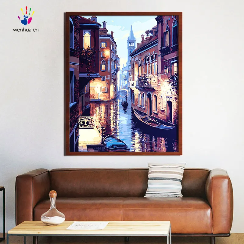 Diy цвета по номерам картина с наборами ручной работы забавная Венецианская
