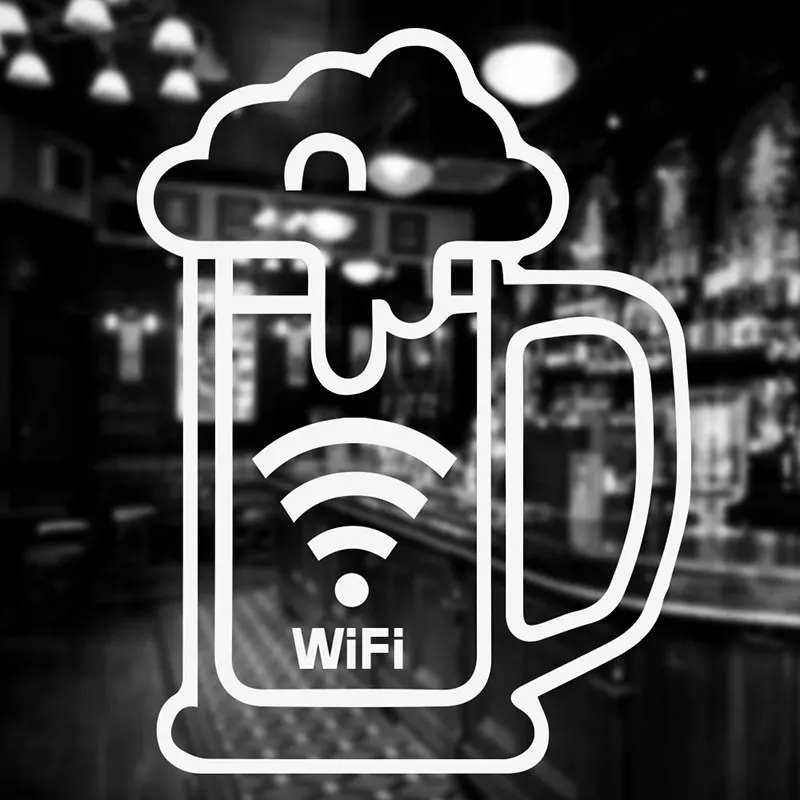 Бесплатный стикер для паба Wifi знак настенные наклейки виниловые интерьер бар