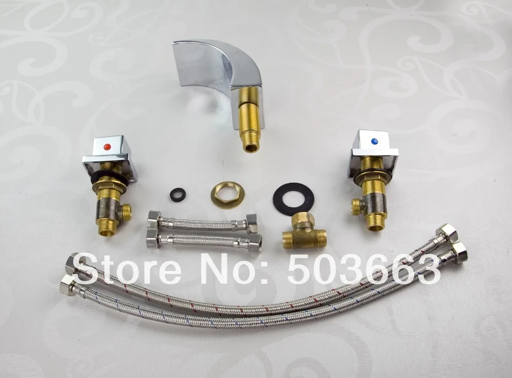 Лучший светодиодный дизайн водопада 3 шт. 2 рычага ванная комната раковина