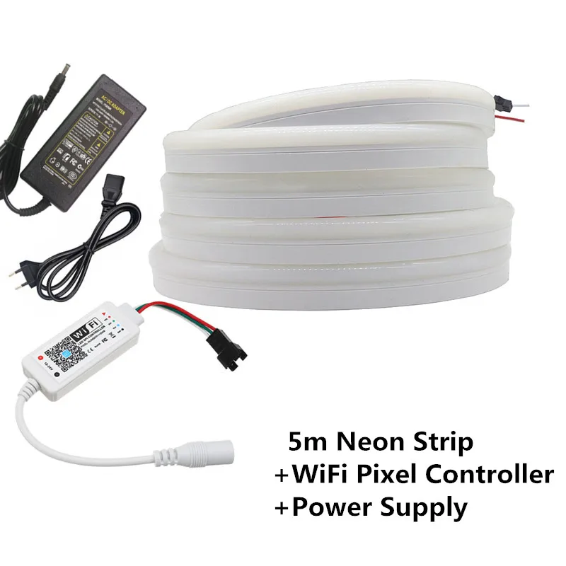 Neon Strip Set 5 м WS2811 светодиодная неоновая подсветка для салона автомобиля WS2812 индивидуально Адресуемая умная RGB 12 В неоновая светодиодная Пиксельная полоса водонепроницаемый IP67 наружный Декор - Испускаемый цвет: Neon Strip Set