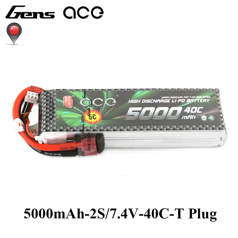 Gens ace 5000 мАч 2 S 7 4 В 40C-80C Lipo батарея для 1:10 размеры модели фиксированные крылья Quadaptor