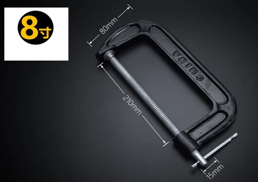 Регулировка Heavy Duty G зажим 1/2/3/4/5/6/8/10 дюймов C/W мягкие челюсти колодки 90 мм-265mm G зажим Утюг для Гравированными металлическими дизайнерскими вставками зажима
