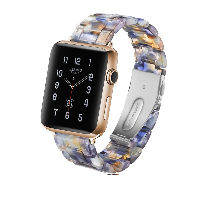 blue sea Mdnen имитация Керамика ремешок для наручных часов APPLE Watch, версии 3, 2, 1, 42 мм 38 мм и нержавеющая сталь металлический корпус наручных часов Iwatch, браслет на запястье смола ремень аксессуары для часов Ремешок для часов - Цвет ремешка: blue sea