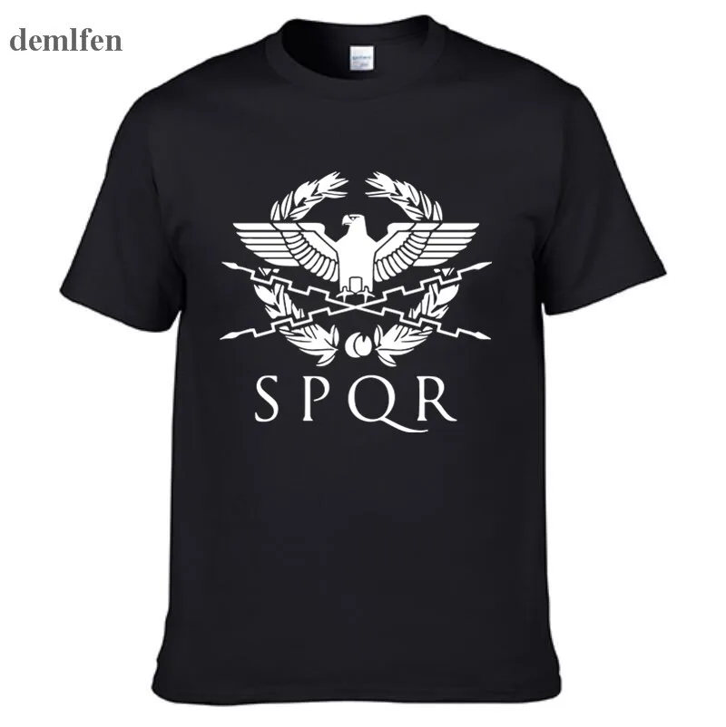 SPQR Римский гладиатор императорской Golden Eagle Футболка мужская повседневная