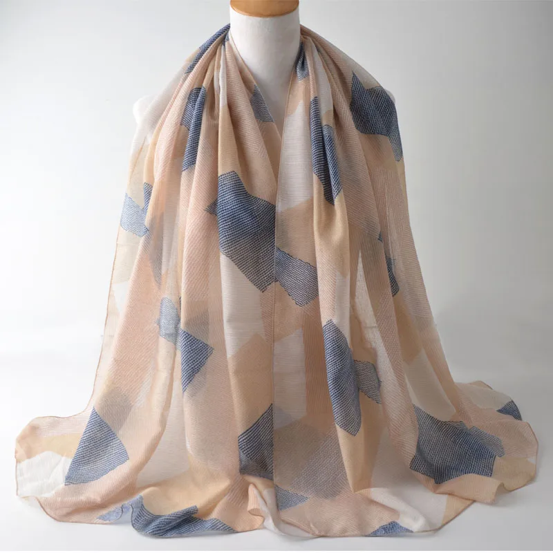 Шарфы 2017 британский стиль мусульманский хиджаб шали шарф с геометрическим