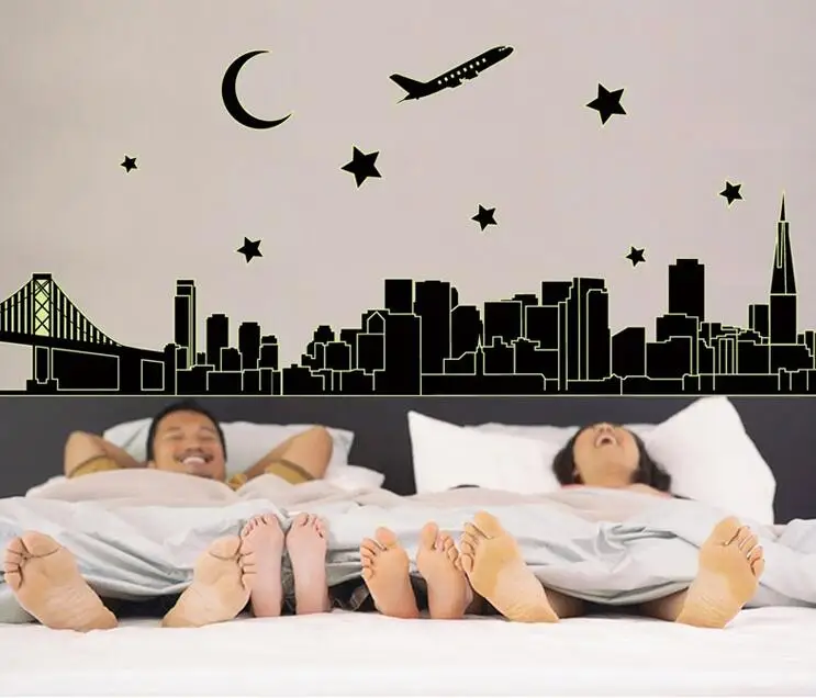 Сделай сам и изображением ночного города светится в темноте наклейки на стену