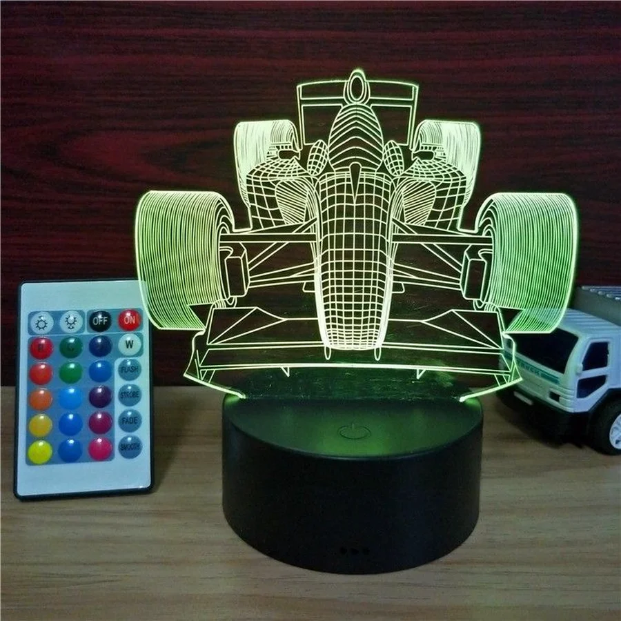 Гоночные автомобили 3D Голограмма Иллюзия светодиодный ночник USB Сенсорное