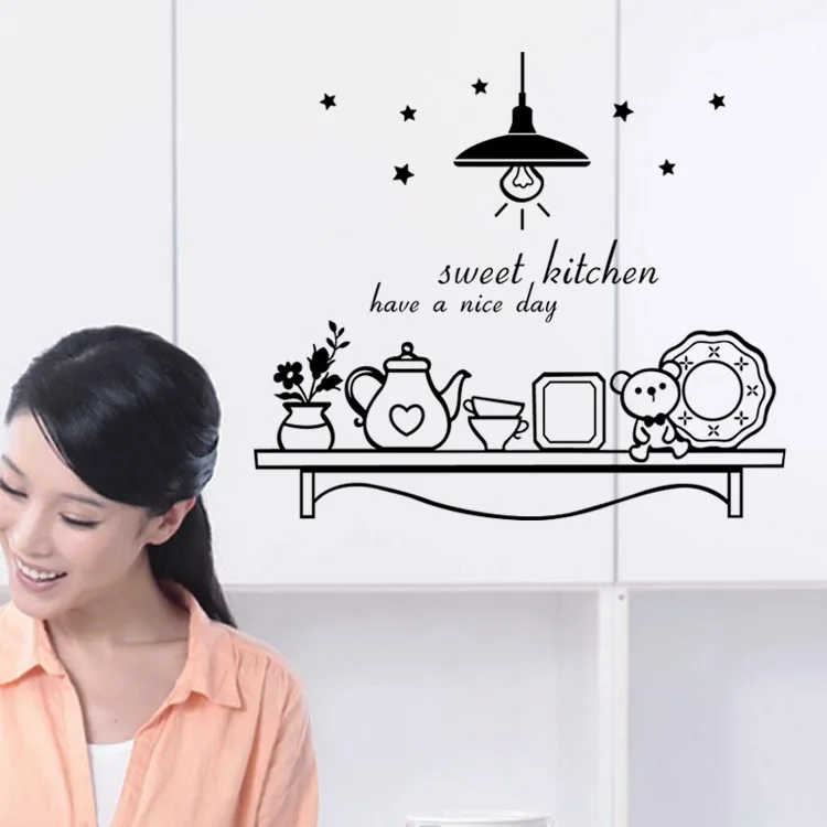 Звезда цветок медведь плакат стены Стикеры обои творческий сладкий Кухня