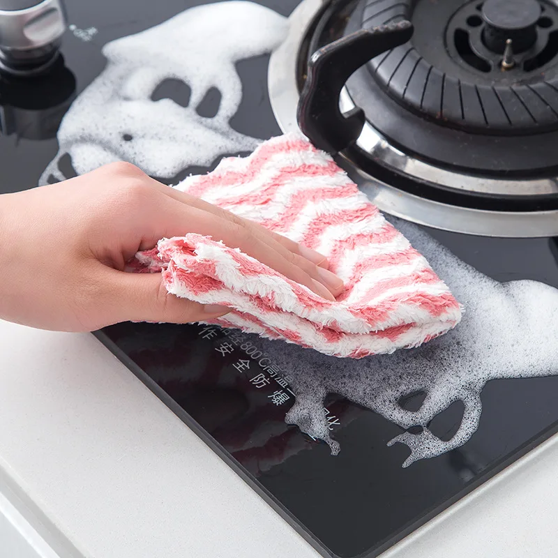Маслостойкая салфетка из микрофибры впитывающая ткань для мытья посуды не