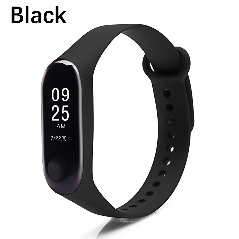 Black BOORUI Новое поступление mi Band 3 ремешок mi band 3 Силиконовый ремешок для xiaomi mi 3 браслет сменный Браслет Смарт-браслет аксессуары - Цвет: Black