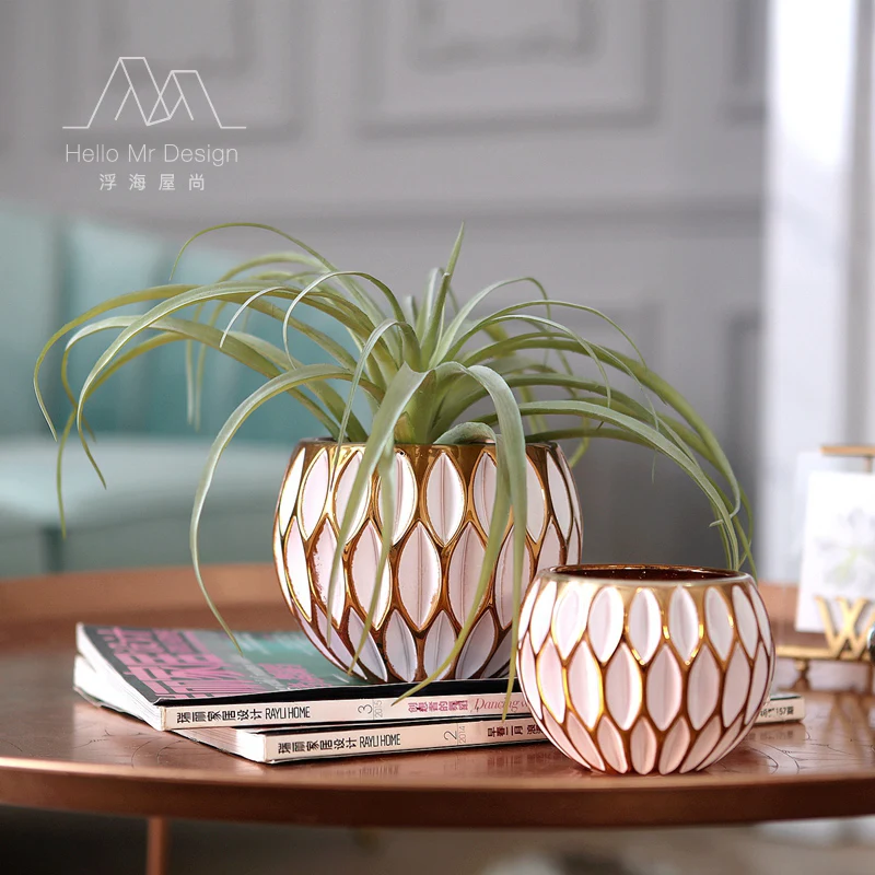 

White Glass Vase Folding Surface Gold Decor Flower Vase Home Decor Flower Pots Planters Luxury Design Gift