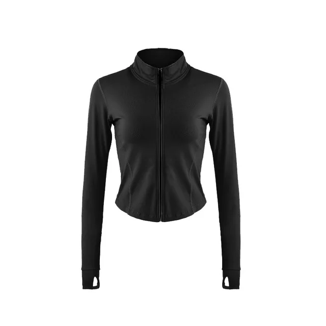 Black Куртка для бега для Для Женщин Йога молнии с длинным рукавом спортивная куртка Фитнес спортивные Для женщин 'S Костюмы быстросохнущая куртка Для женщин Спортивная - Цвет: Black