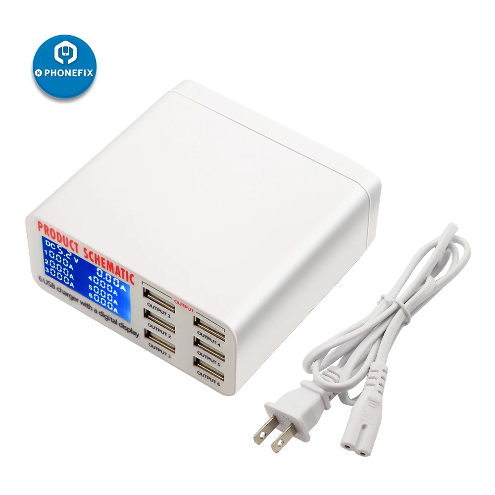 PHONEFIX USB быстрое зарядное устройство ЖК-дисплей usb зарядная станция EU US UK вилка для iPhone 6 7 8 X iPhone USB быстрая зарядка