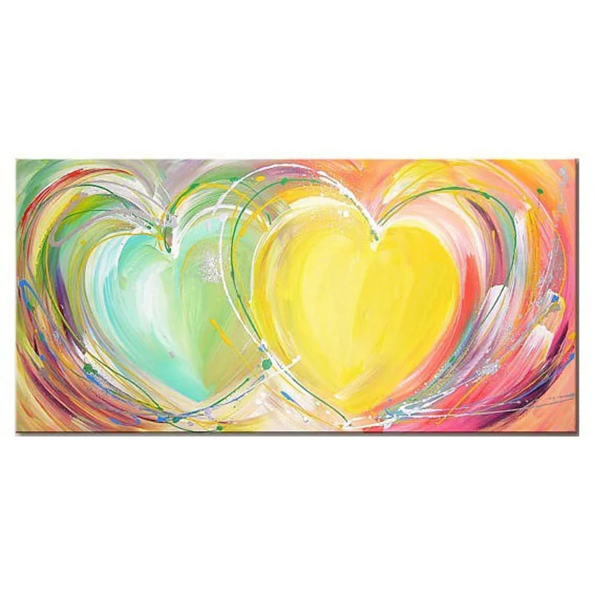 Современная Абстрактная романтическая Красочная картина маслом в форме сердца