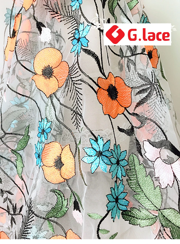 GLace 1Y/лот разноцветное пасторальное 1 3 м широкое вышитое кружевное платье