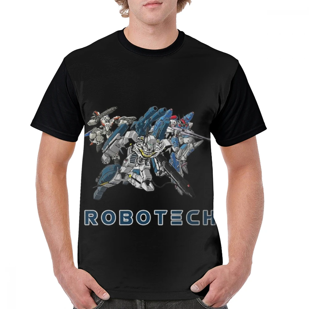 Robotech MACROSS футболка Robotech-MACROSS VF 1S C VF 25S RT VF 19 LT футболка мужская с коротким рукавом графическая футболка Базовая футболка - Цвет: Черный