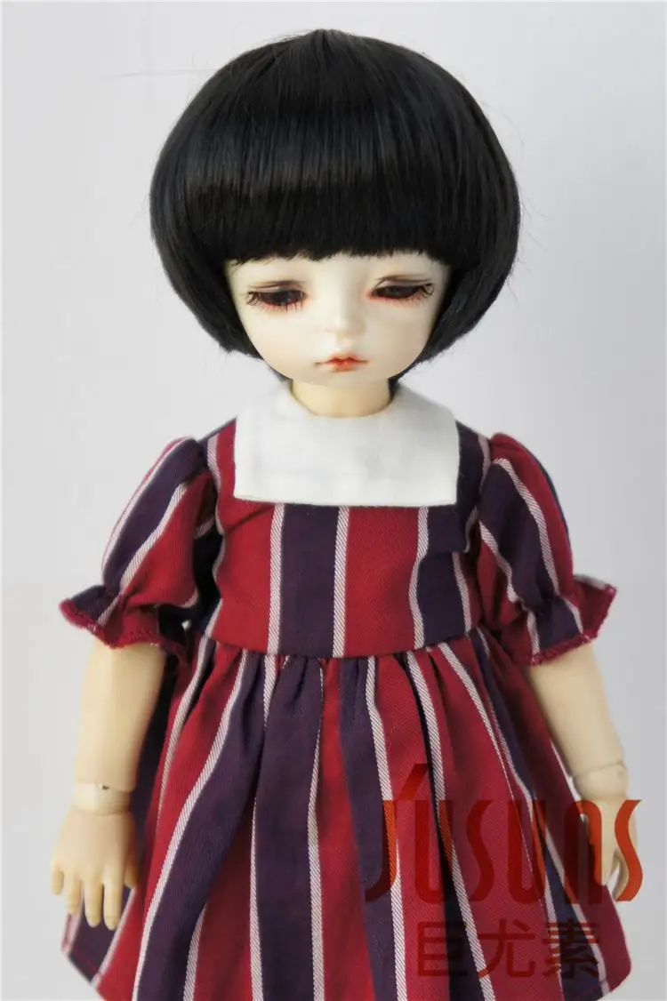 JD019 1/6 1/4 1/3 популярный мальчик короткий срез BJD кукольные парики Размер 6-7 дюймов 7-8 дюймов 8-9 дюймов 9-10 дюймов синтетический мохер кукольные волосы - Цвет: 6-7inch Black SM1