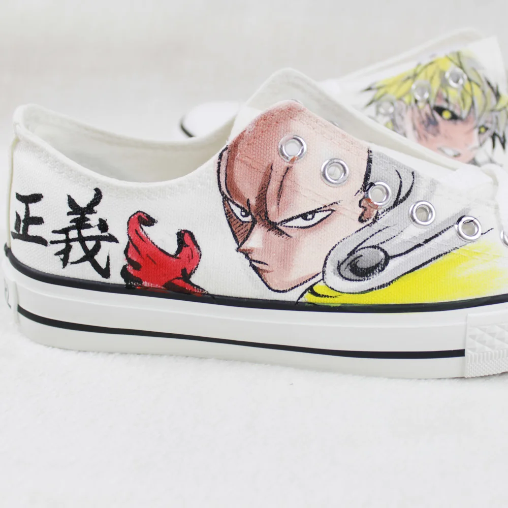 Пользовательские Аниме One Punch Man ручная роспись обувь нескользящие парусиновые кроссовки для мужчин женские уникальные подарки A51601