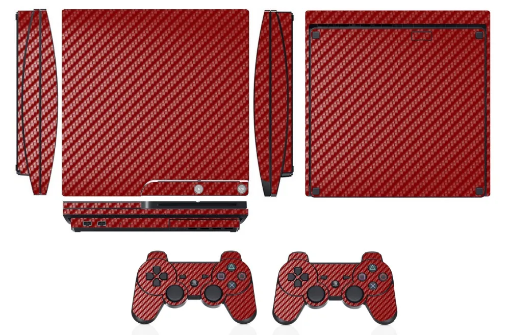 Красная виниловая наклейка из углеродного волокна для Sony PS3 Slim PlayStation 3 и 2