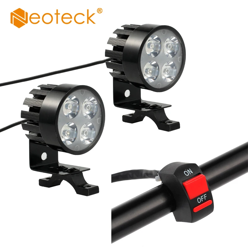Neoteck 2 шт. мотоциклетные фары Universial 4LED с сигналами переключатель фар 7/" Руль включения/выключения переключатель ATV