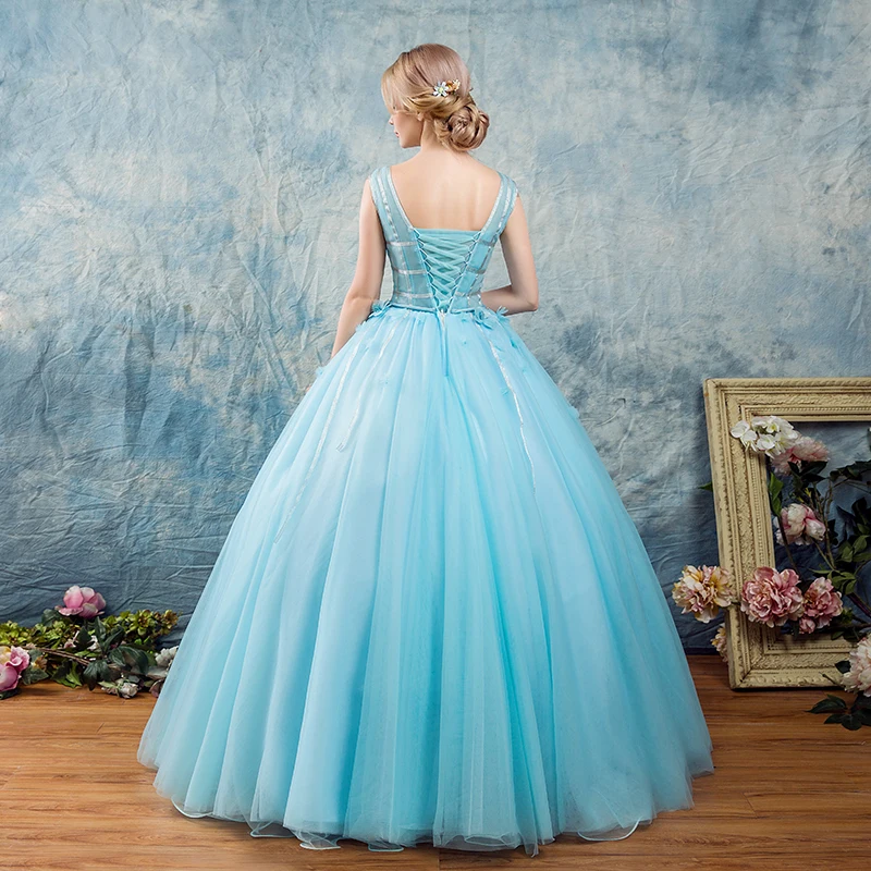 Синие пышные платья элегантные фатиновые с кружевом Vestidos De Debutantes Para