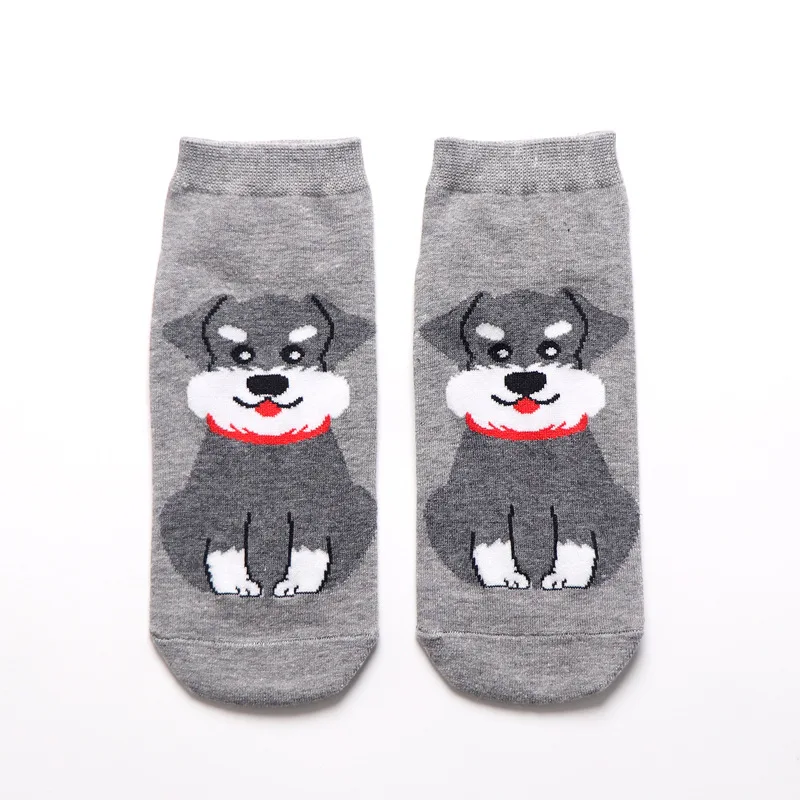 B Kawaii/женские носки с героями мультфильмов; милые короткие носки из Шиба, быка, терьера; забавные Женские повседневные мужские короткие носки; счастливые хлопковые носки - Цвет: B